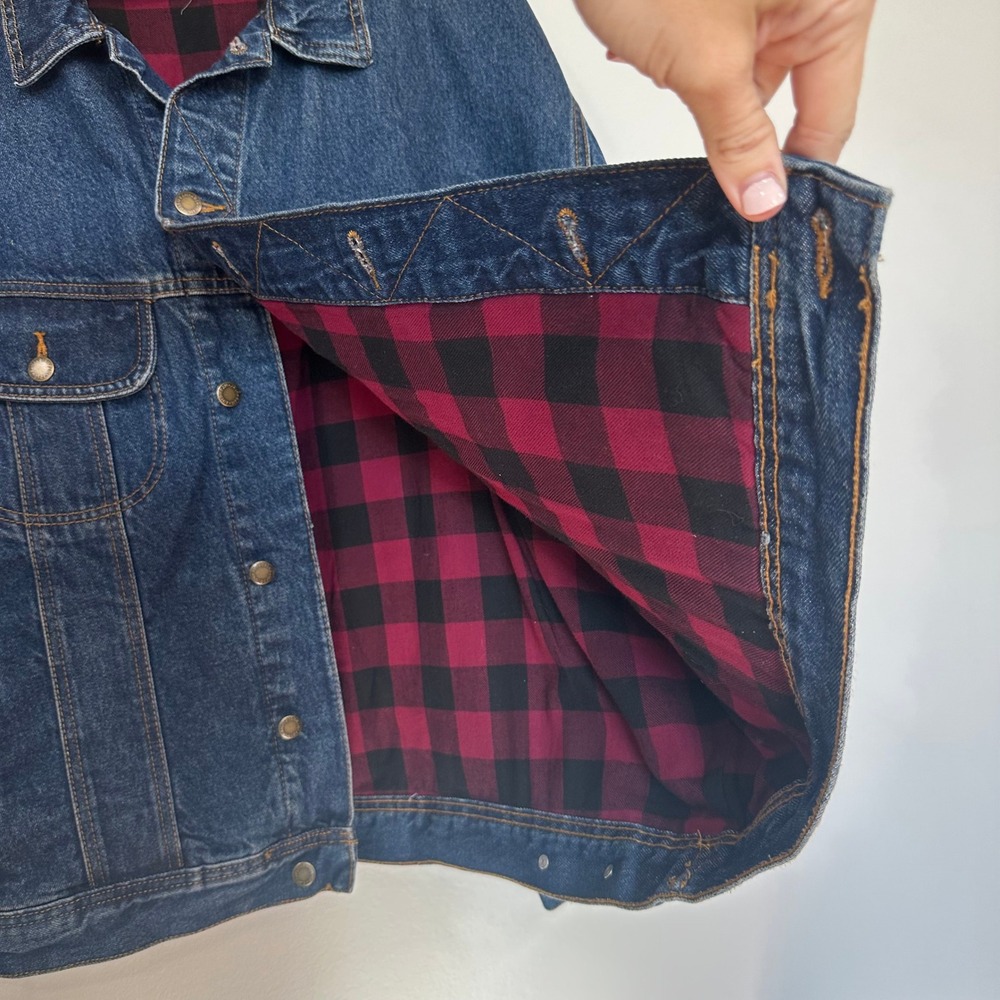 Wrangler Mens Denim Jacket 3XL Cotton Flannel Lined Warm Barn Chore Dark Blue - Picture 5 of 7